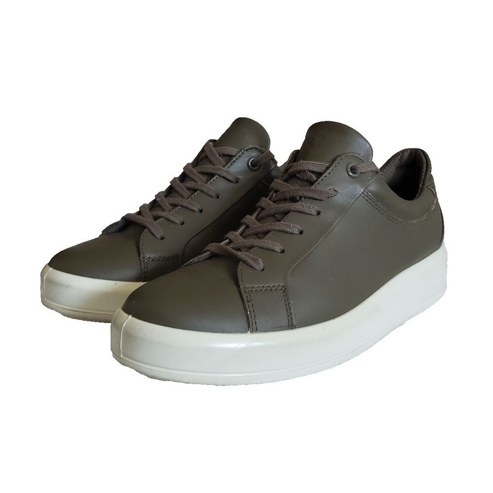 Ecco Womens Olive Green Leather Casual/Athleisure Platform Sneakers EU39/US8-8.5